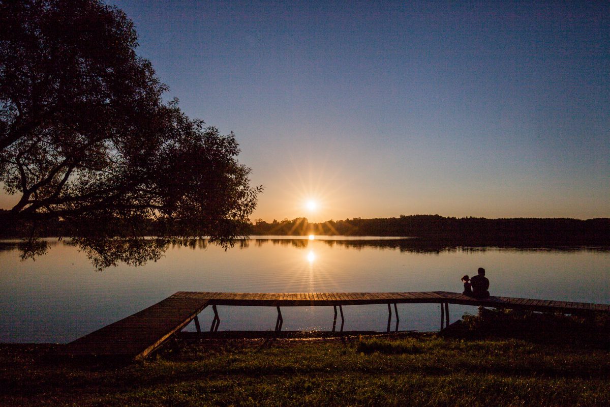 A summer sunset by the lake in Trakai, Lithuania