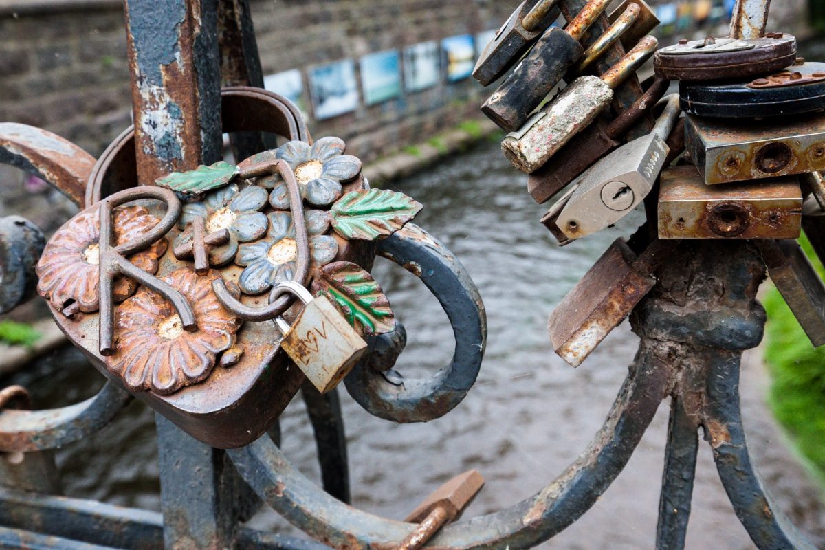 Lockers on the bridge, a lover's tradition in Europe