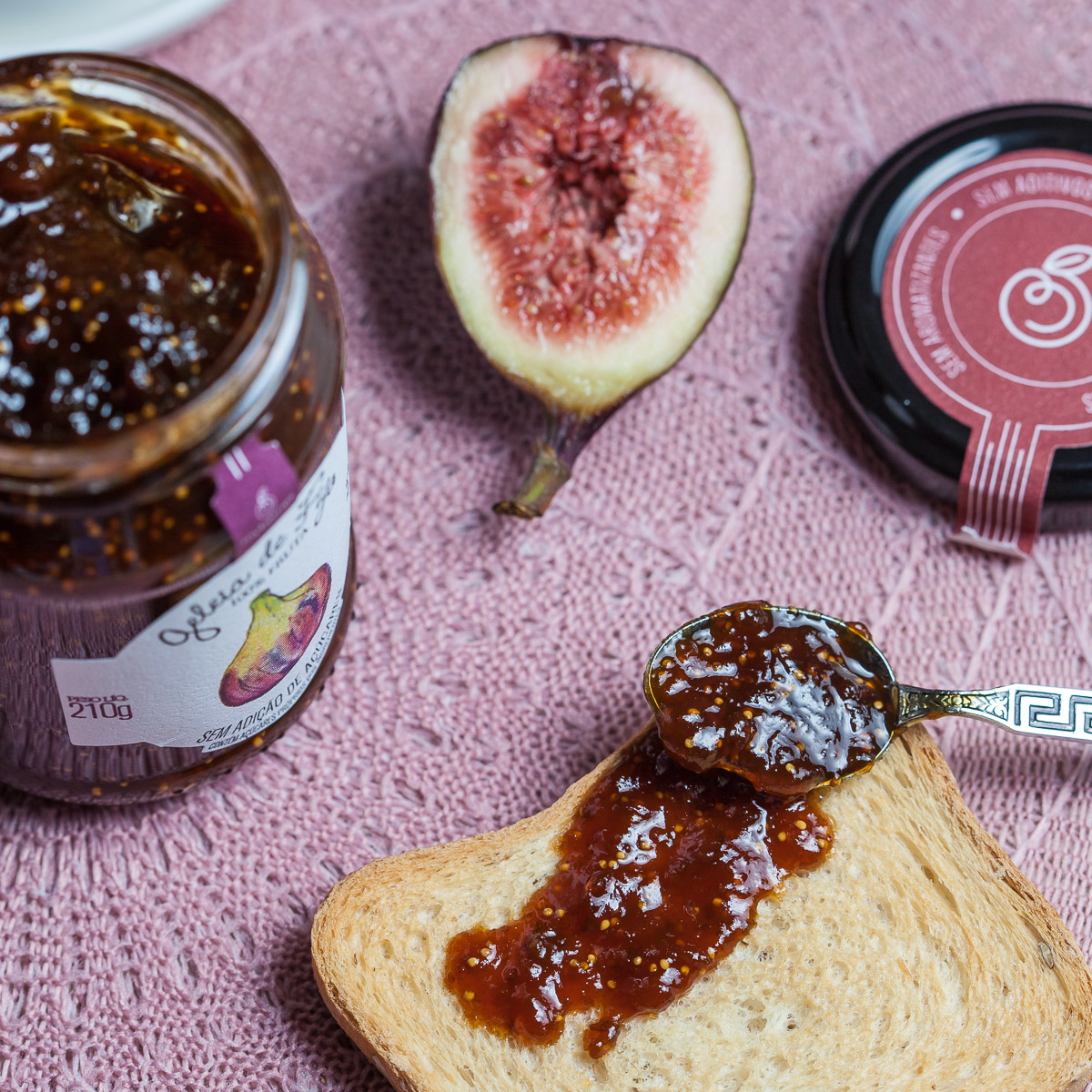 Figs and fig jam with toast