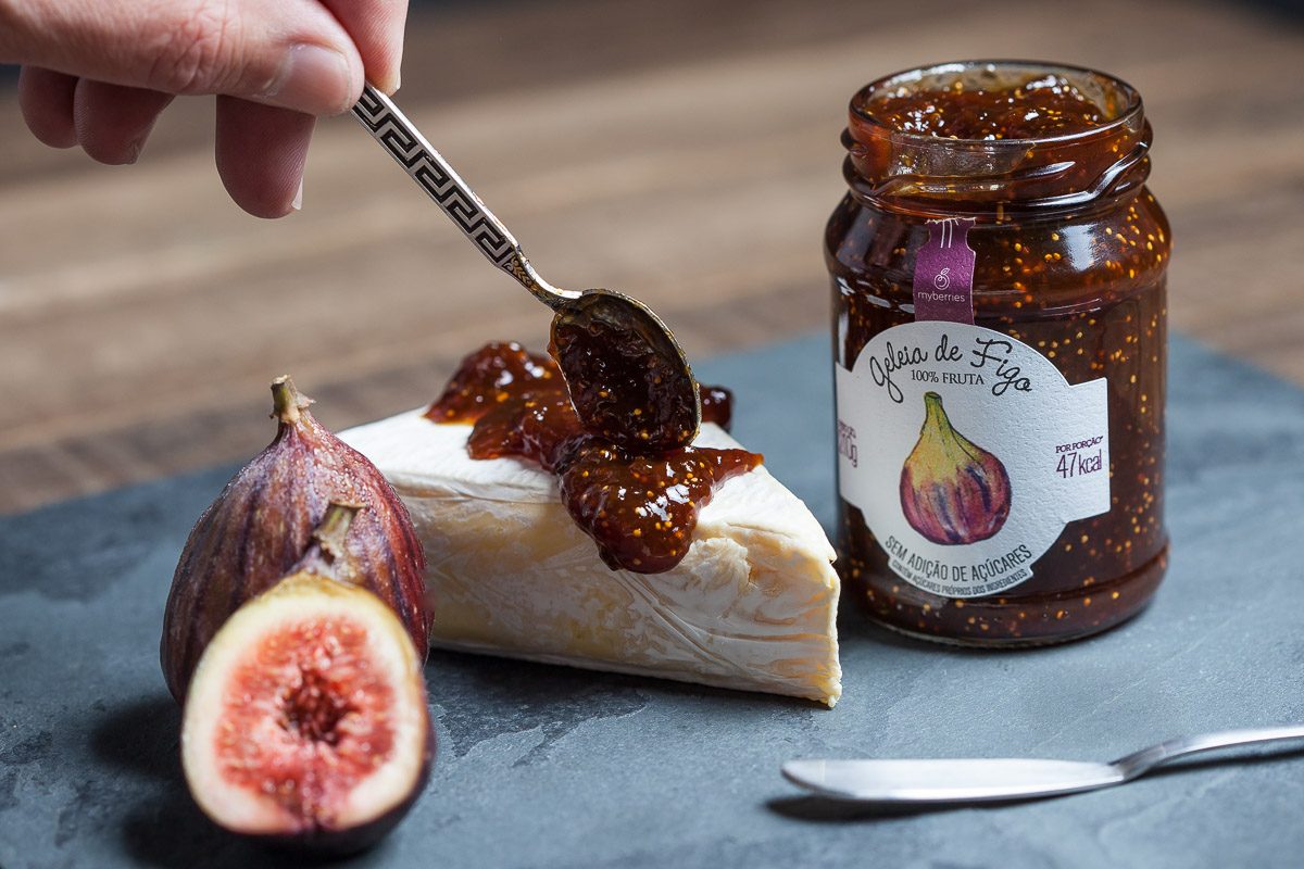 Fig Jam with brie cheese, food photography